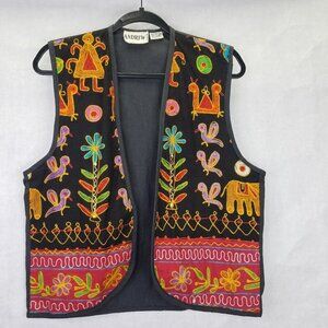 Vintage Banjara Style Crop Vest Womens Embroidery Boho Cotton Folk Art Festival